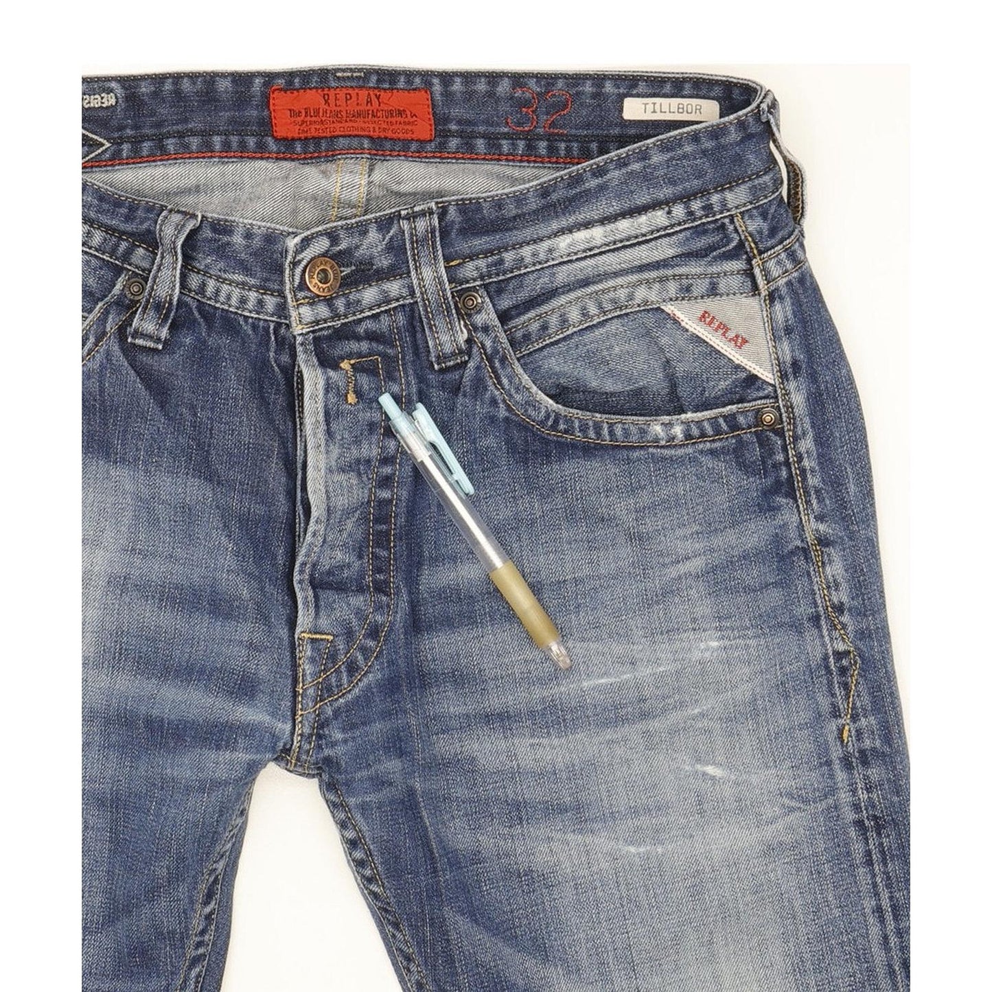 Replay Tillbor Men Blue Straight Slim Stretch Jeans W32 L32