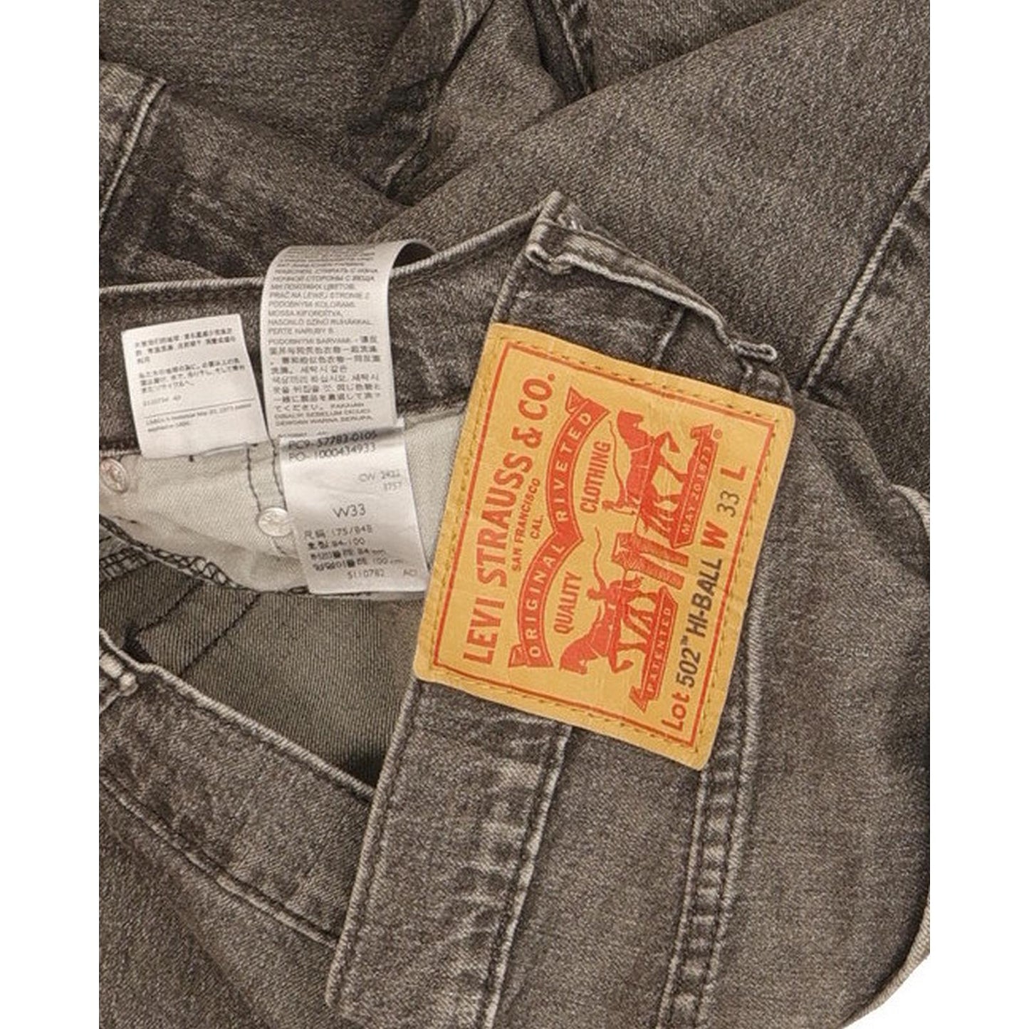 Levi's 502 Hi-Ball Men Grey Tapered Regular Stretch Jeans W33 L29