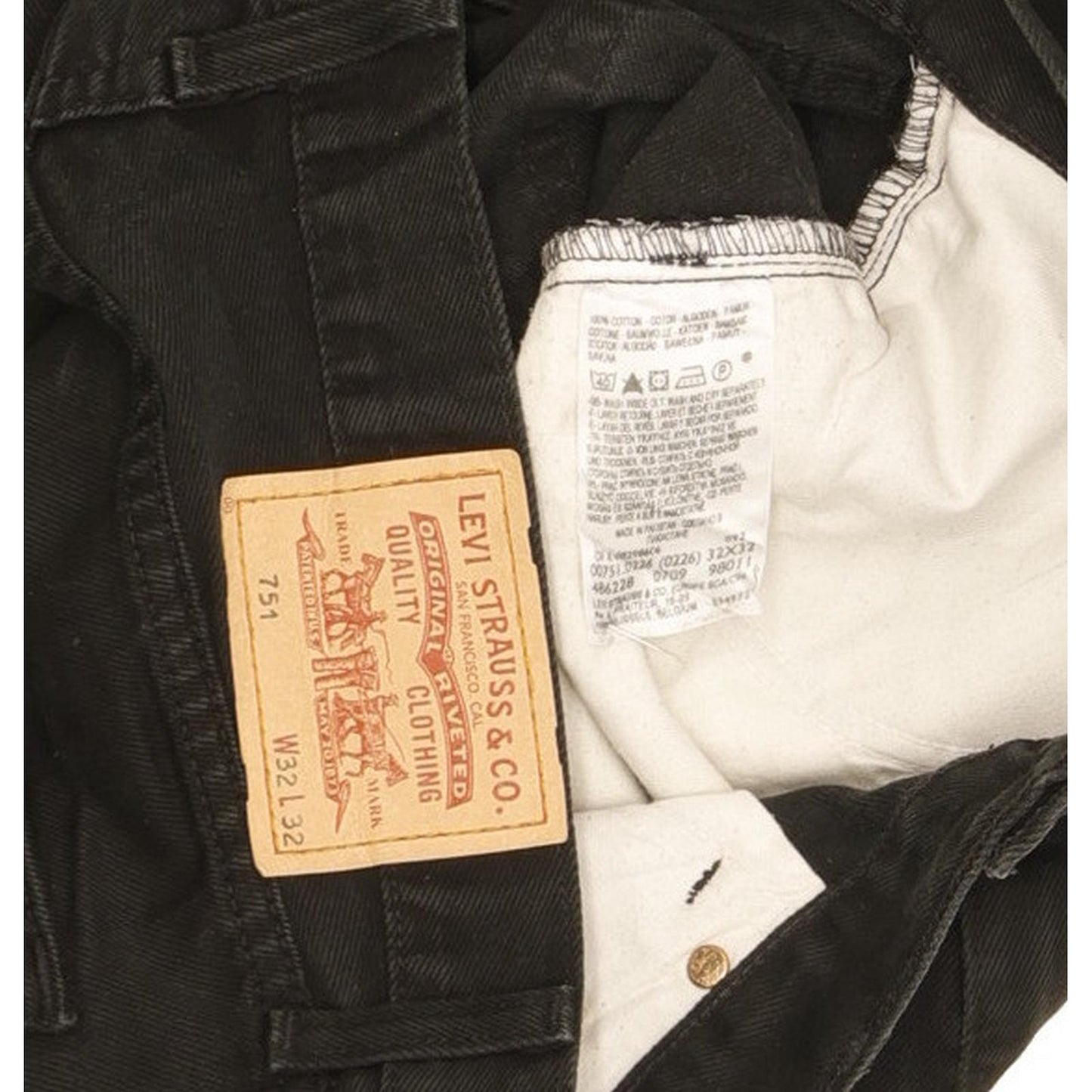 Levi's 751 Men Black Straight Regular Jeans W32 L31