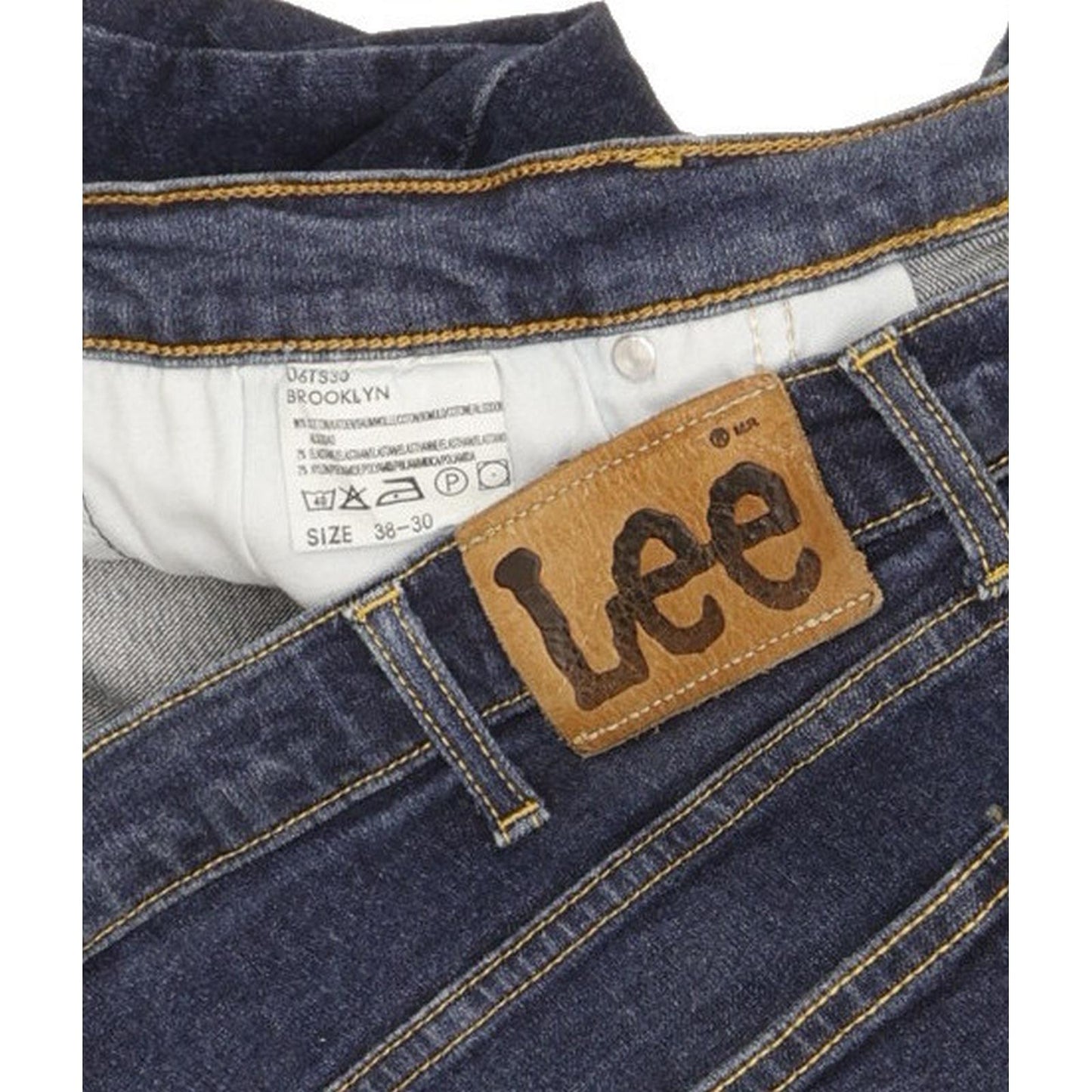 Lee Brooklyn Men Blue Straight Regular Stretch Jeans W38 L30
