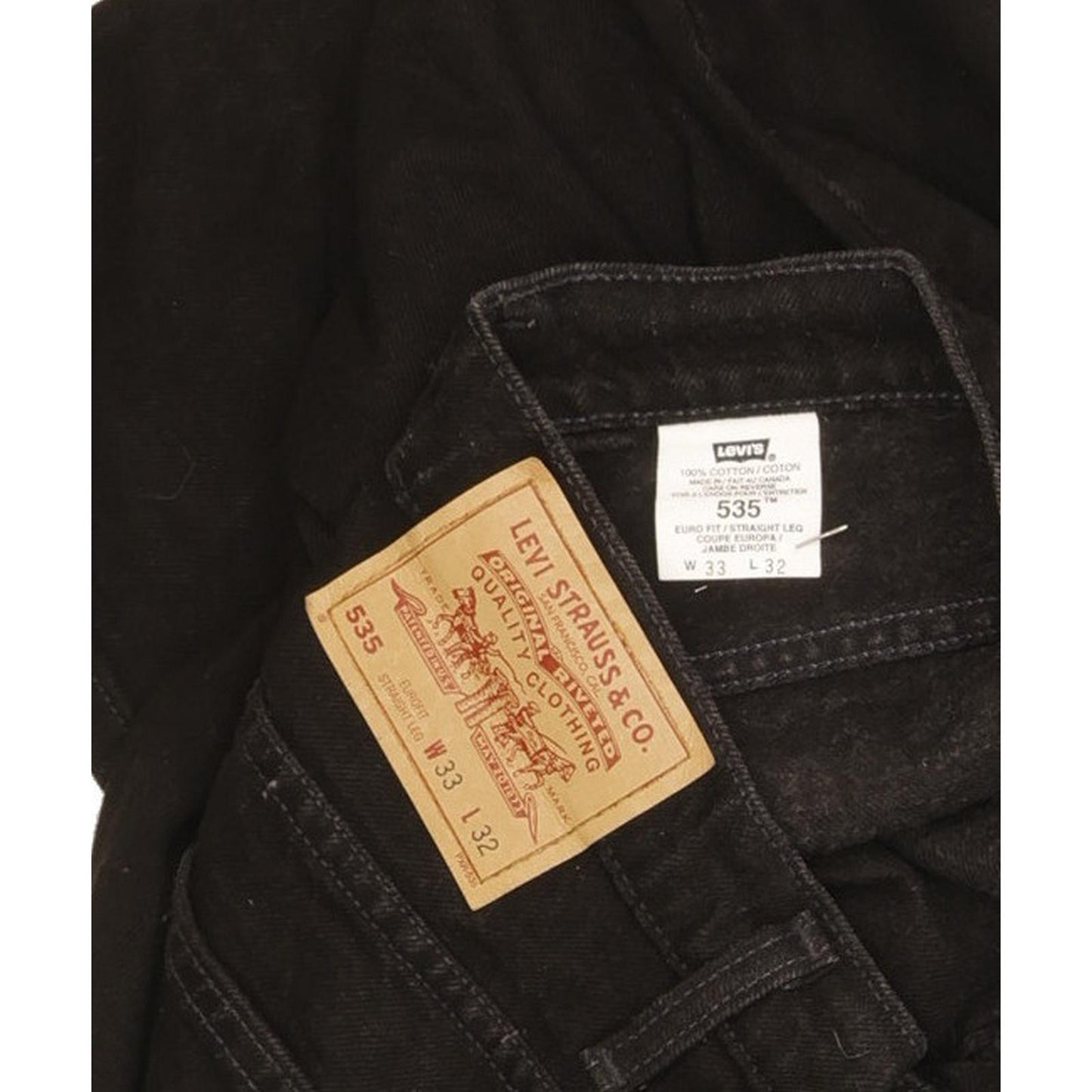 Levi's 535 Men Black Straight Regular Jeans W33 L32