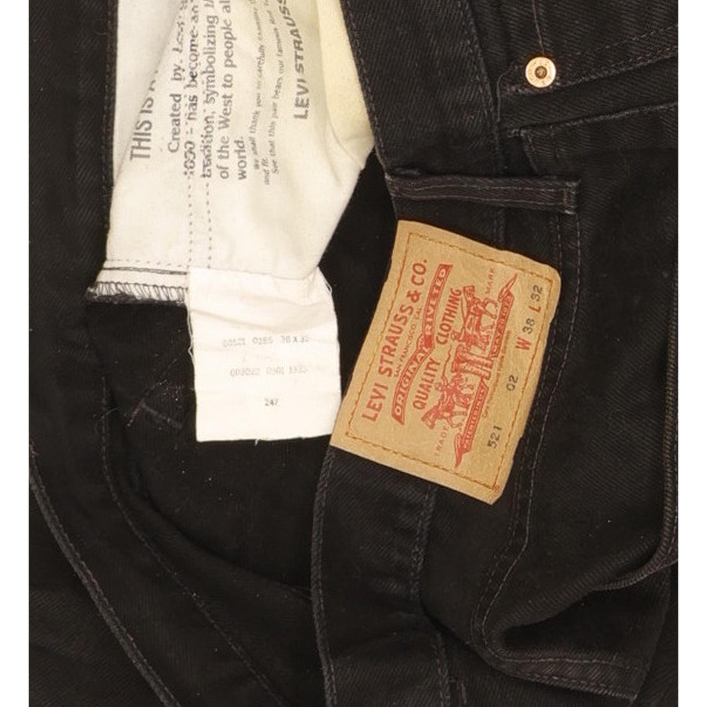 Levi's 521 Men Black Straight Regular Jeans W38 L31