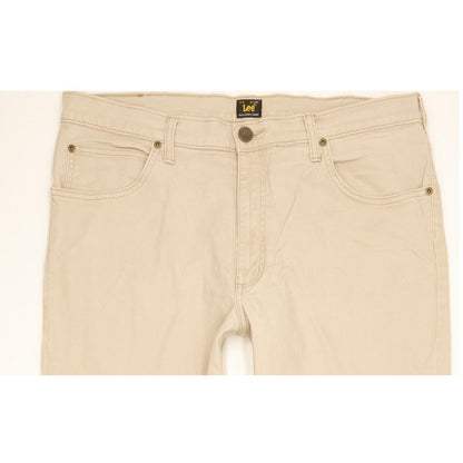 Lee Brooklyn Men Beige Straight Regular Stretch Jeans W36 L34