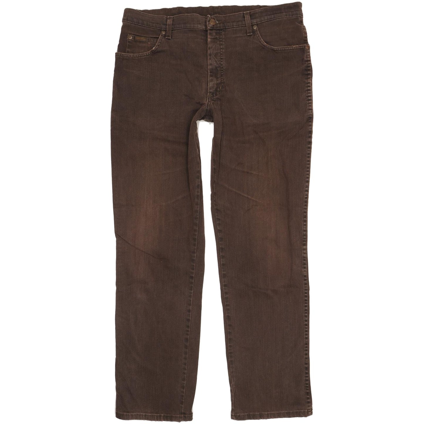 Wrangler Texas Men Brown Straight Regular Stretch Jeans W38 L33