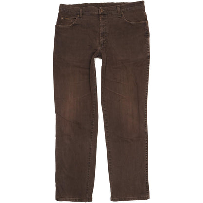 Wrangler Texas Men Brown Straight Regular Stretch Jeans W38 L33