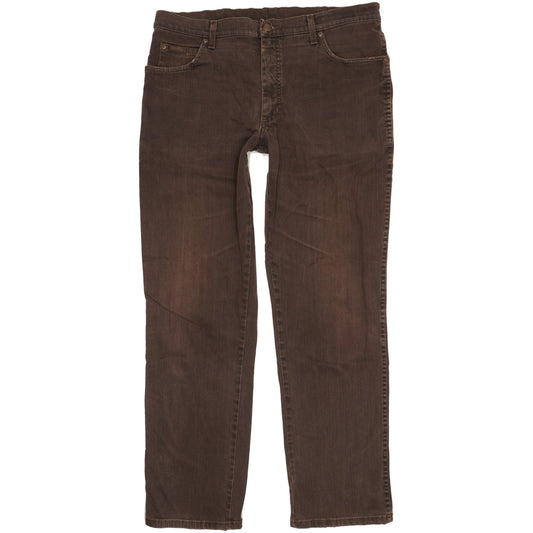 Wrangler Texas Men Brown Straight Regular Stretch Jeans W38 L33