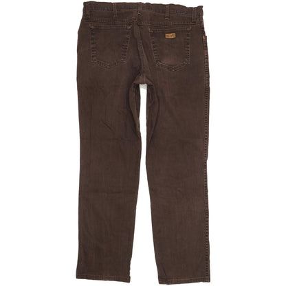 Wrangler Texas Men Brown Straight Regular Stretch Jeans W38 L33