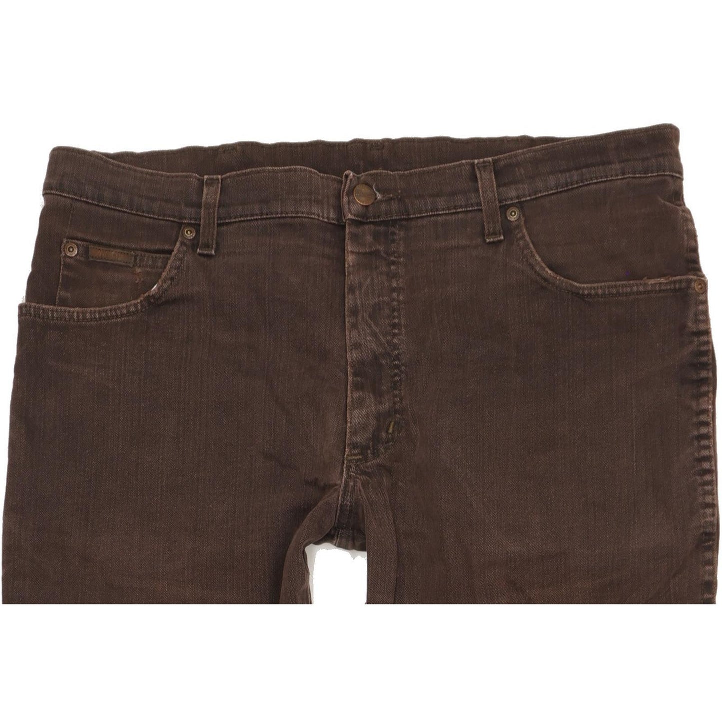 Wrangler Texas Men Brown Straight Regular Stretch Jeans W38 L33
