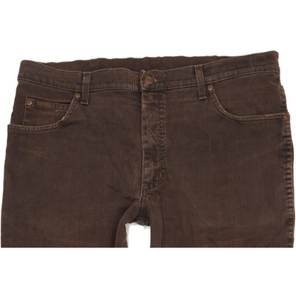 Wrangler Texas Men Brown Straight Regular Stretch Jeans W38 L33