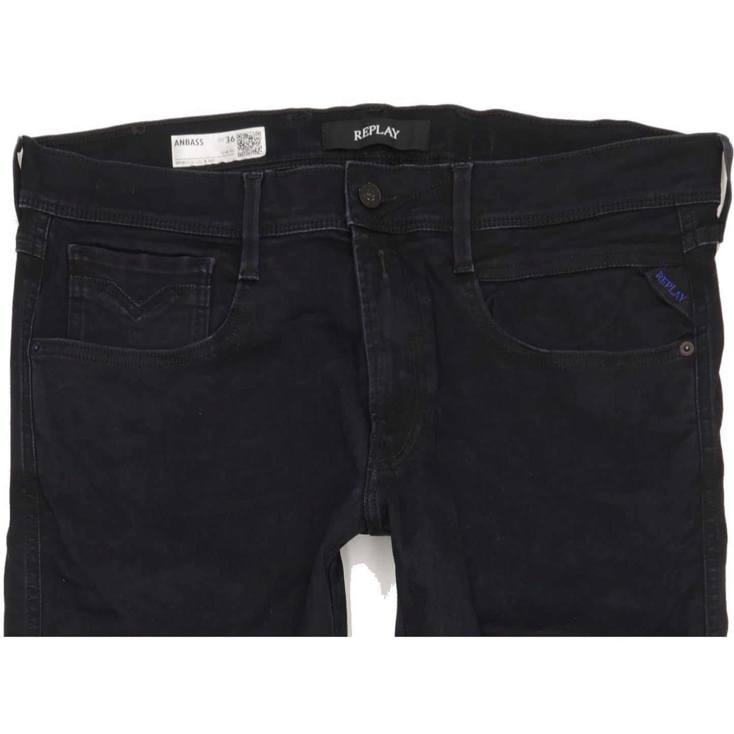 Replay Anbass Men Black Skinny Slim Stretch Jeans W36 L34
