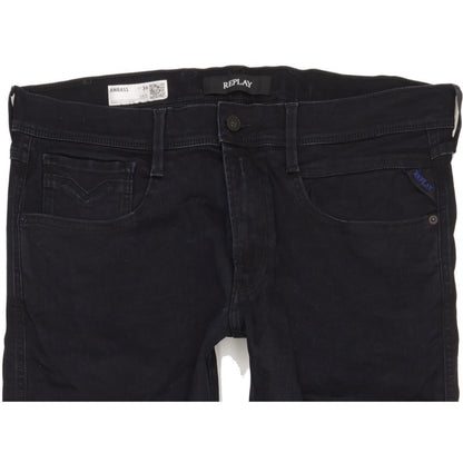 Replay Anbass Men Black Skinny Slim Stretch Jeans W36 L34