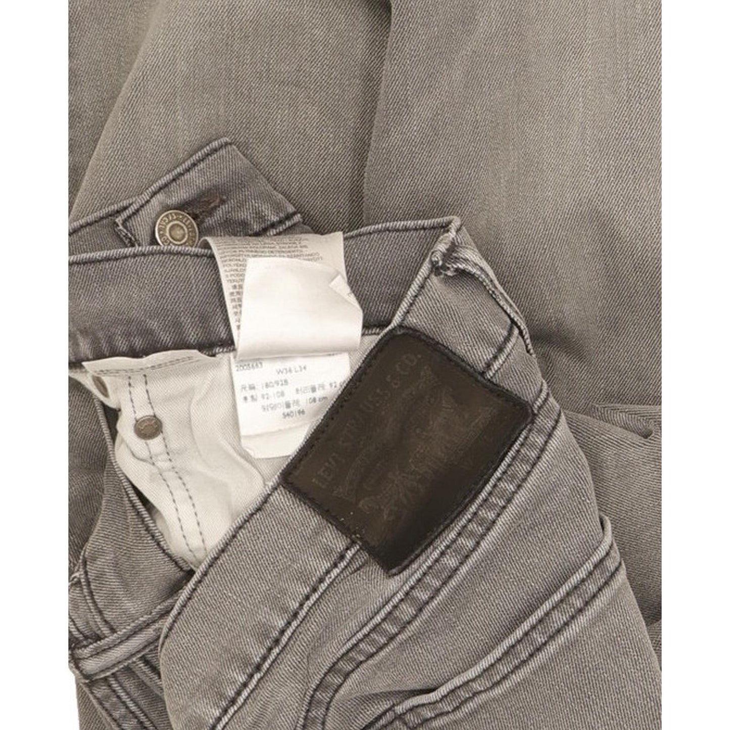 Levi's 511 Men Grey Straight Slim Stretch Jeans W36 L33