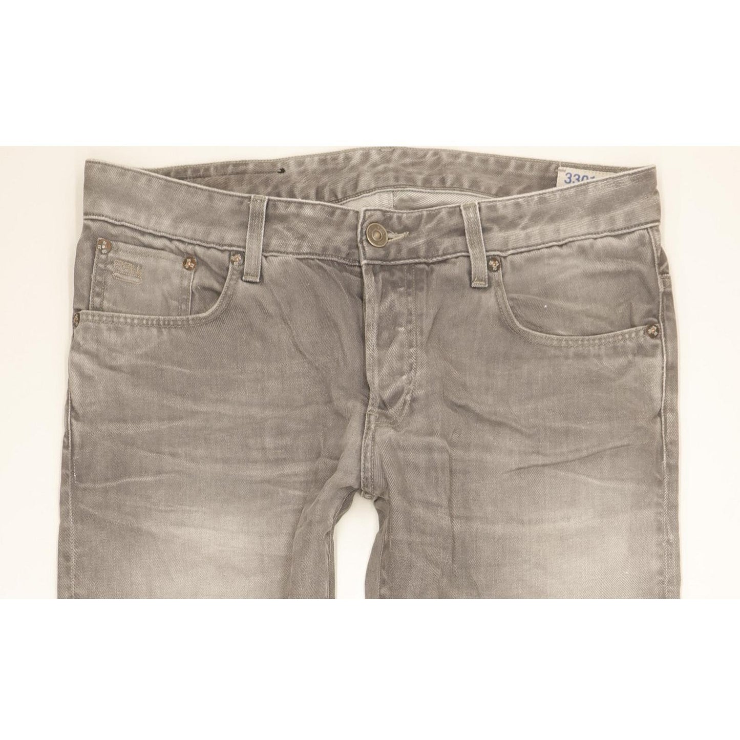 G-Star 3301 Men Grey Tapered Slim Jeans W34 L32