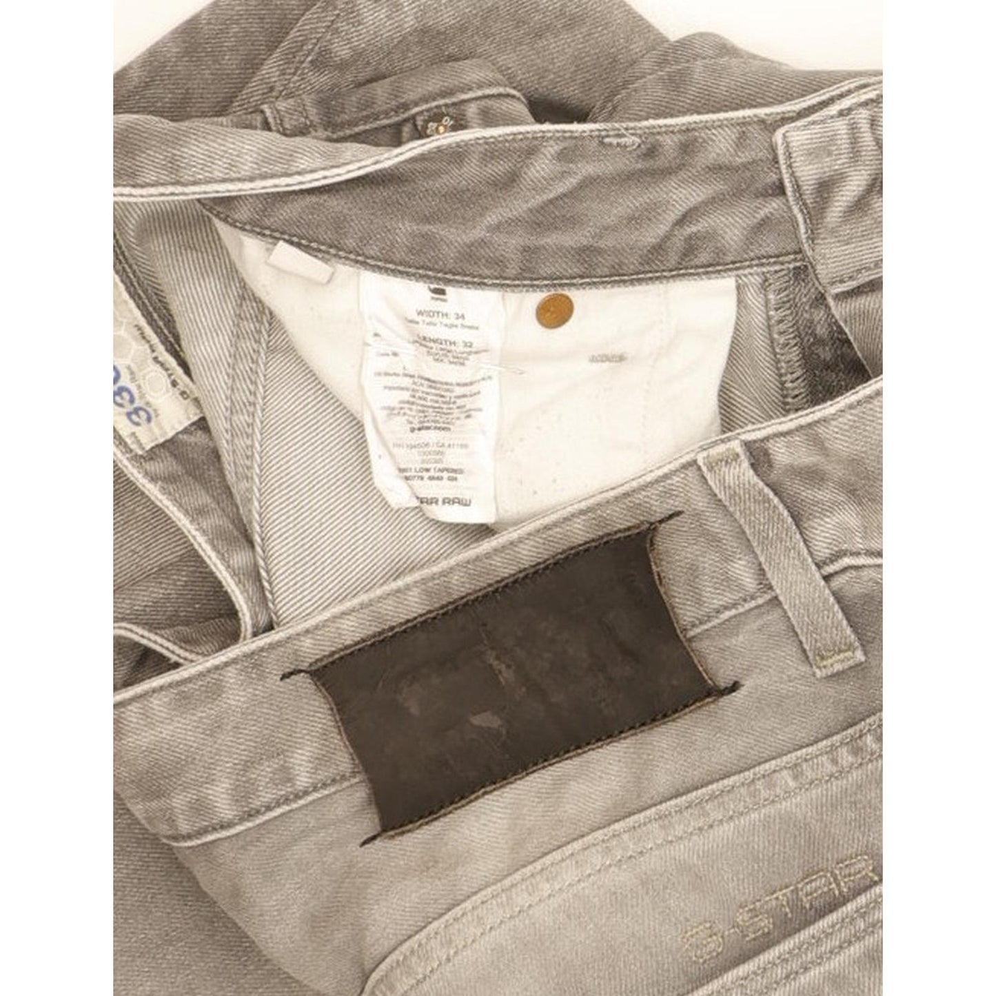 G-Star 3301 Men Grey Tapered Slim Jeans W34 L32