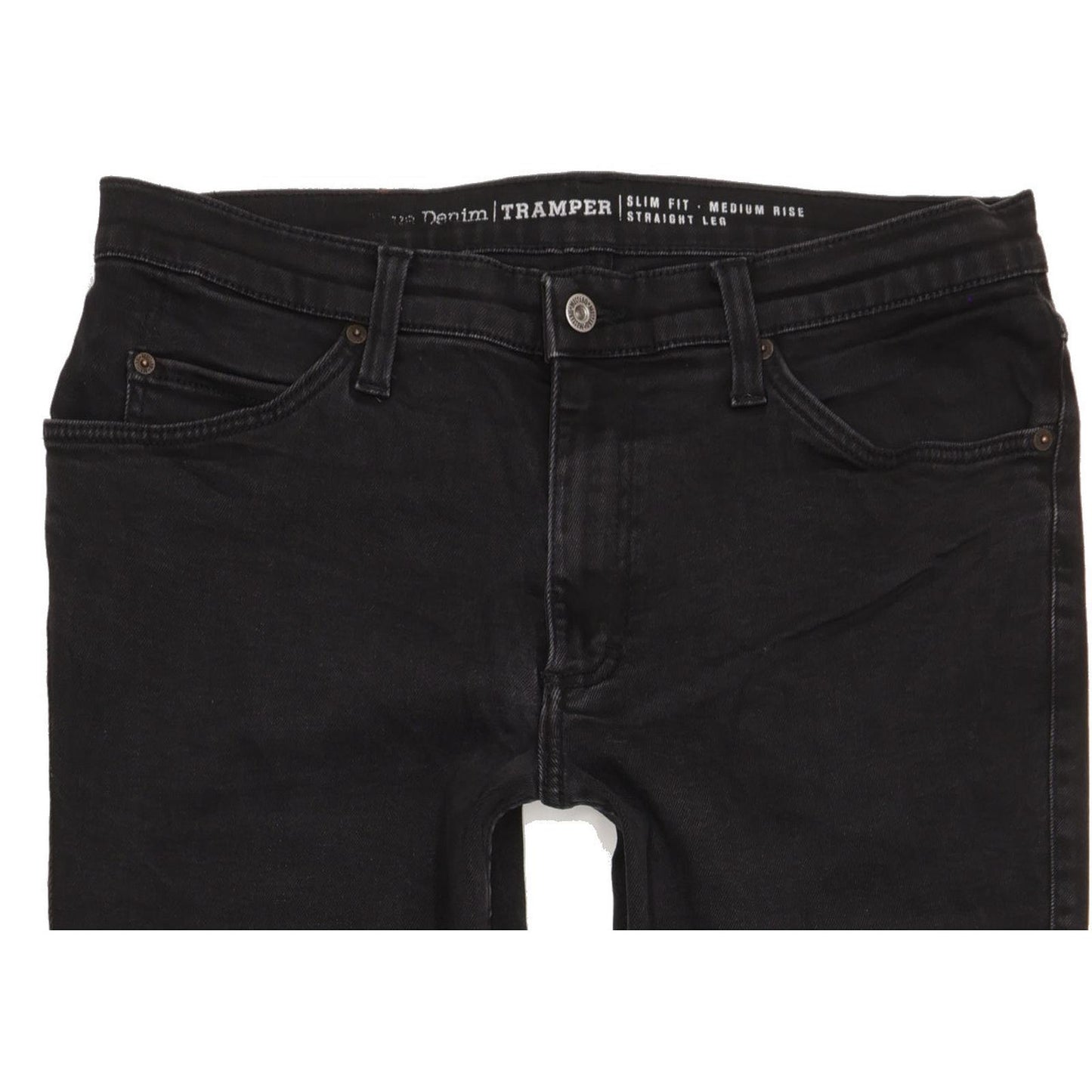 Mustang Tramper Men Black Straight Slim Stretch Jeans W36 L31