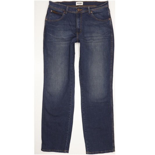 Wrangler Texas Men Blue Straight Regular Stretch Jeans W35 L33