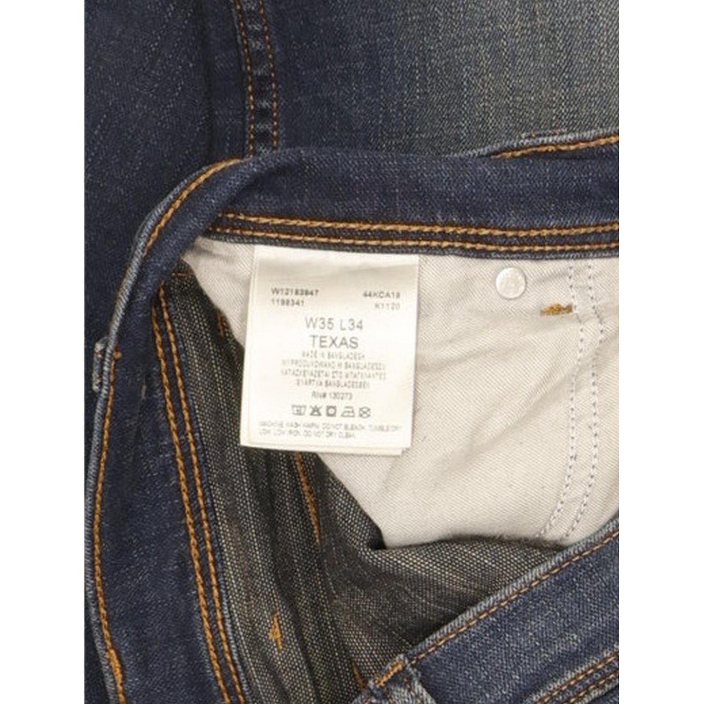 Wrangler Texas Men Blue Straight Regular Stretch Jeans W35 L33