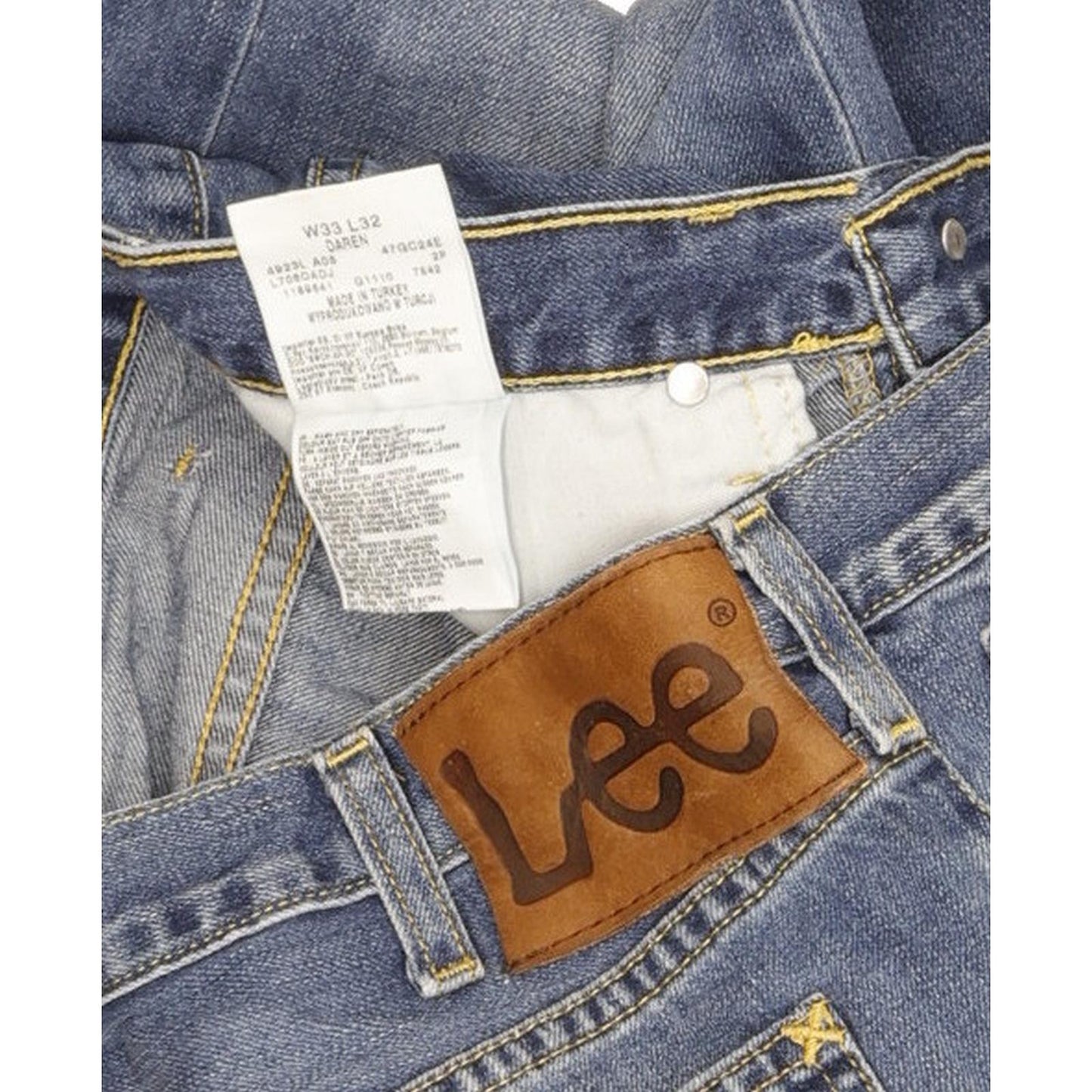 Lee Daren Men Blue Straight Slim Jeans W33 L32