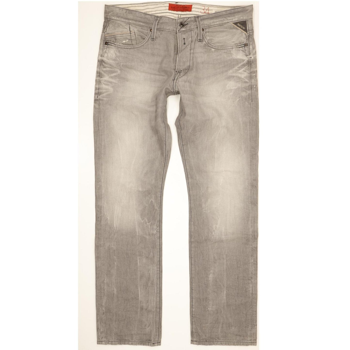 Replay Waitom Men Grey Straight Regular Jeans W34 L32