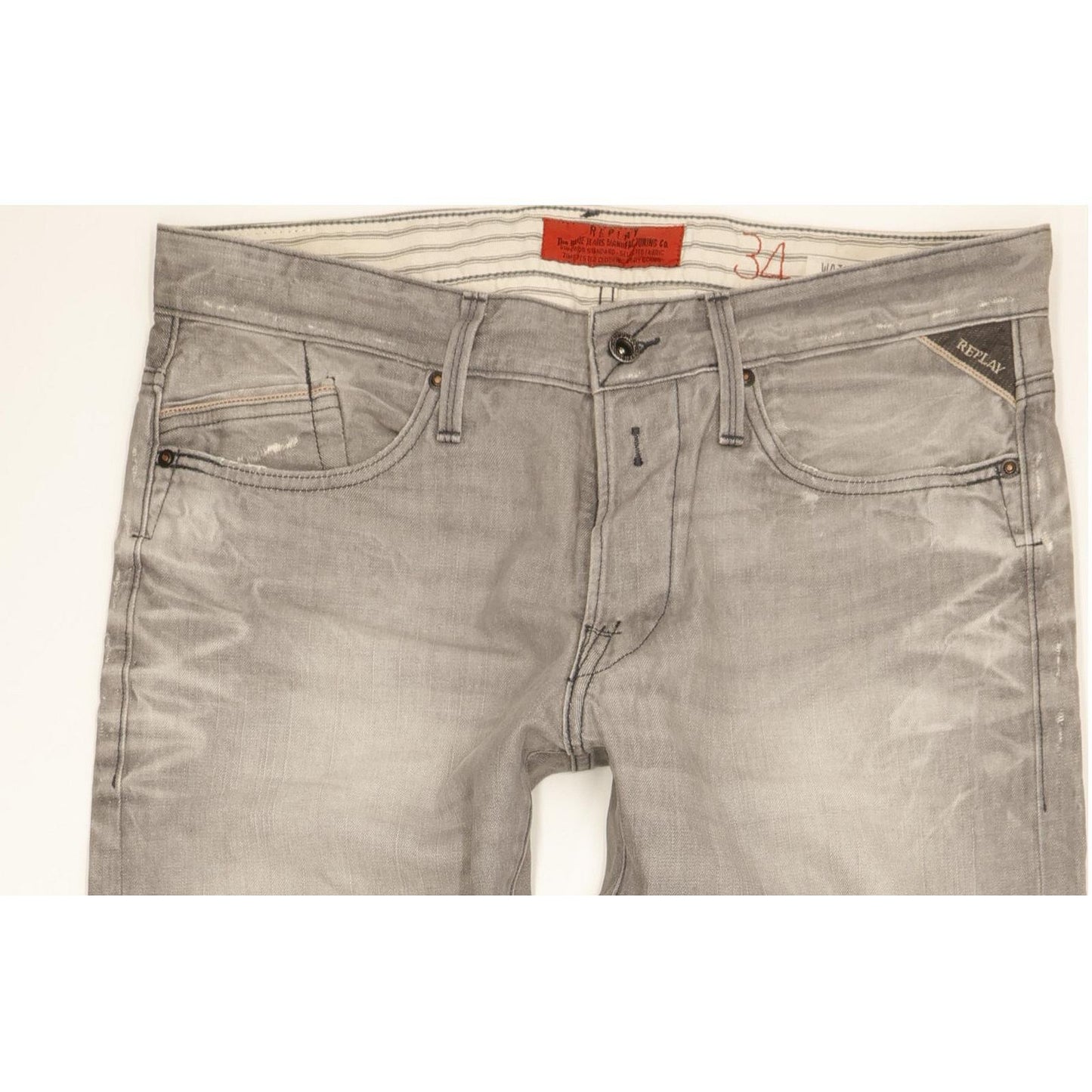 Replay Waitom Men Grey Straight Regular Jeans W34 L32