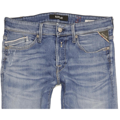 Replay Waitom Men Blue Straight Slim Stretch Jeans W31 L36