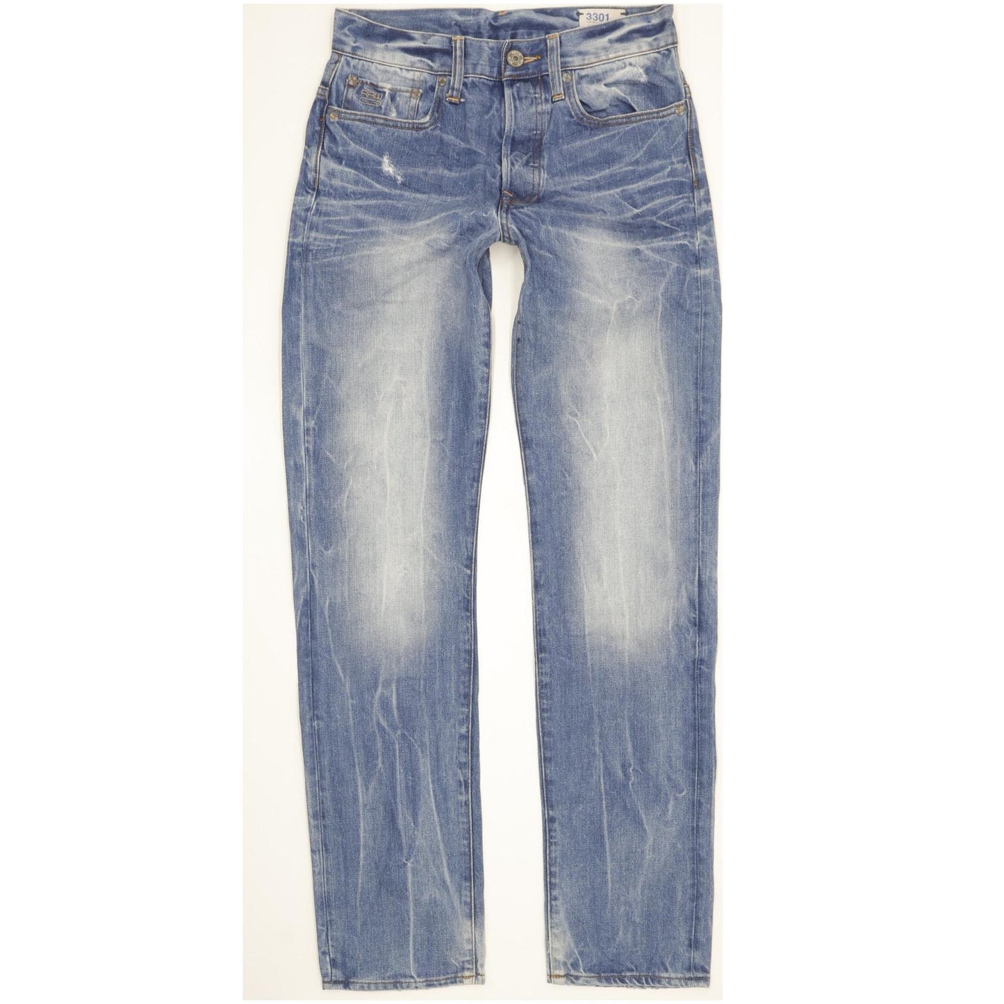 G-Star 3301 Men Blue Straight Slim Jeans W28 L32