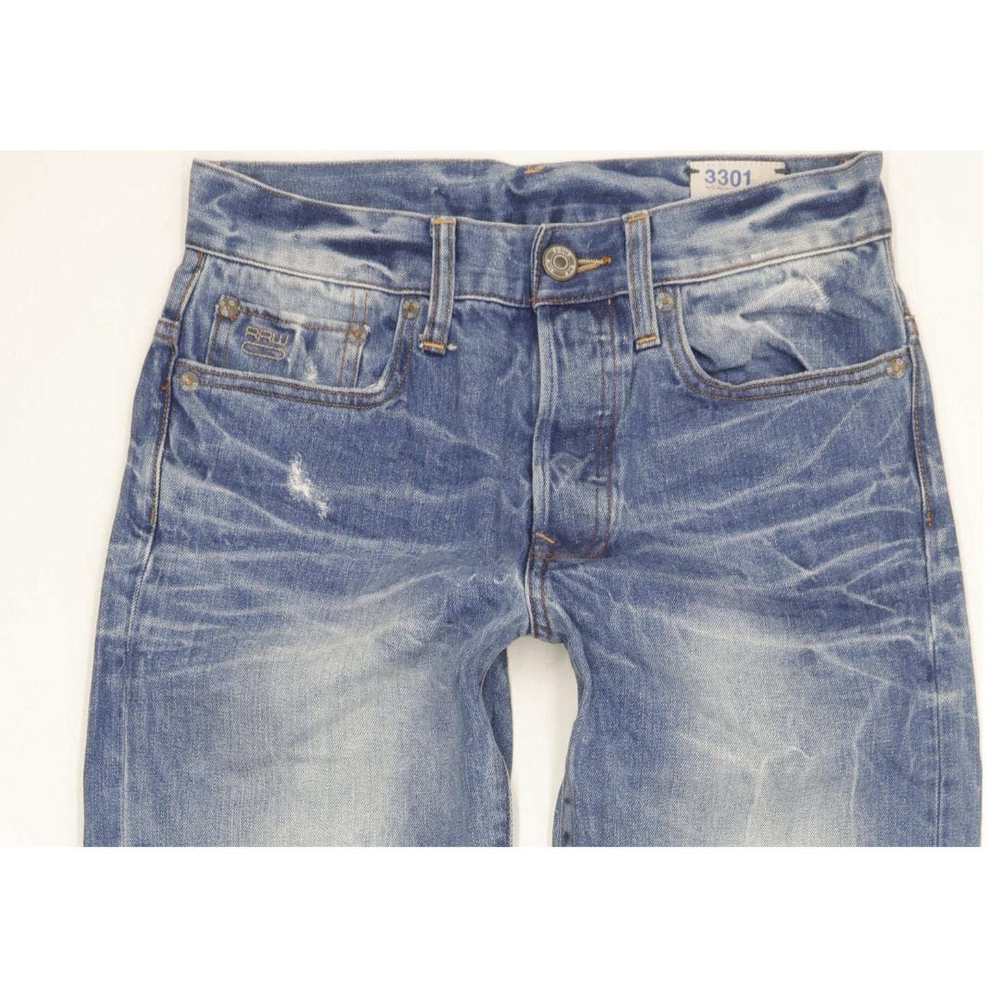 G-Star 3301 Men Blue Straight Slim Jeans W28 L32