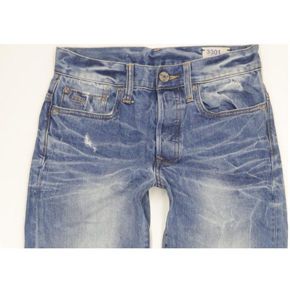 G-Star 3301 Men Blue Straight Slim Jeans W28 L32