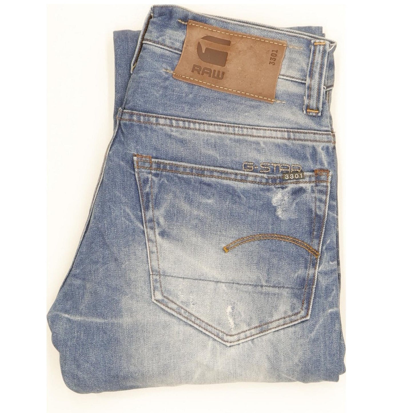 G-Star 3301 Men Blue Straight Slim Jeans W28 L32