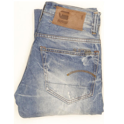 G-Star 3301 Men Blue Straight Slim Jeans W28 L32