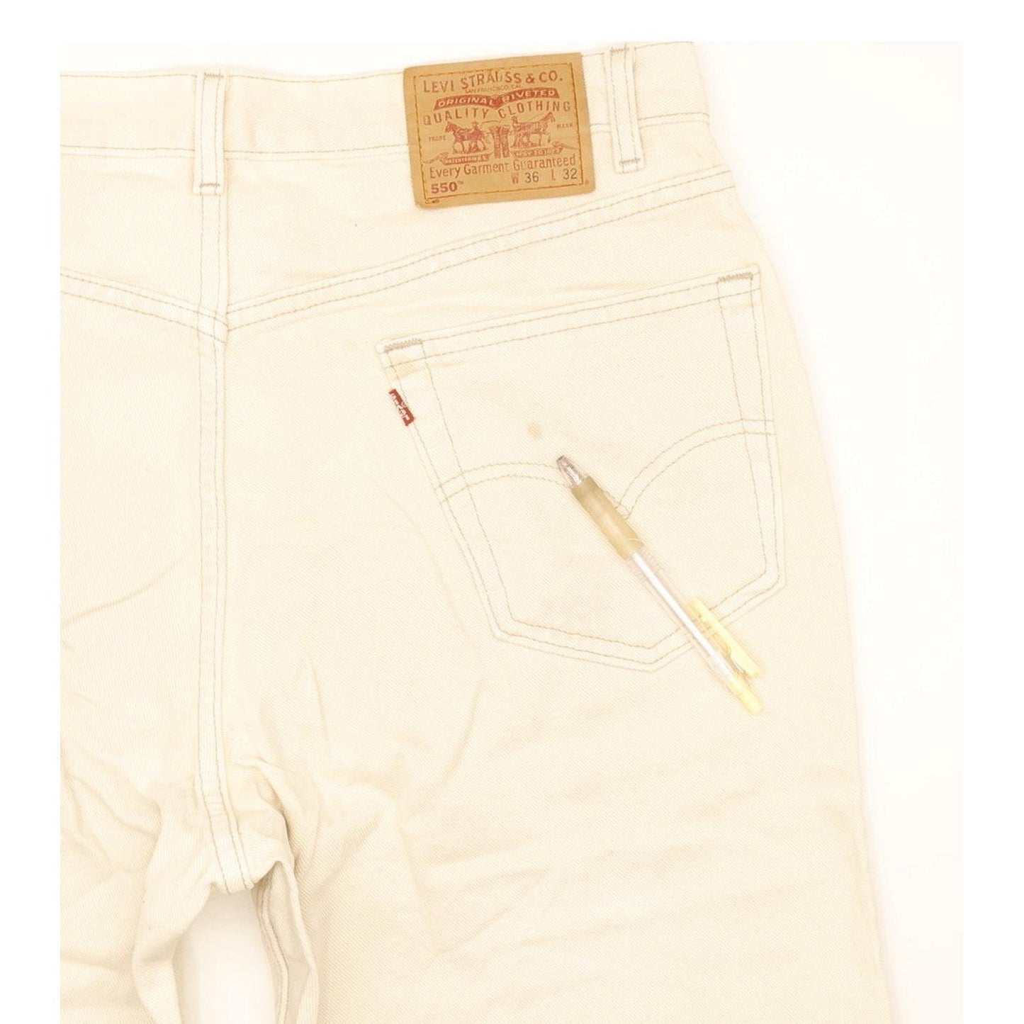 Levi's 550 Made in USA Men Beige Tapered Relaxed Jeans W36 L32