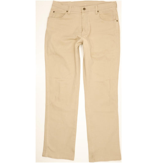 Wrangler Durable Quality Men Beige Straight Regular Stretch Jeans W34 L32