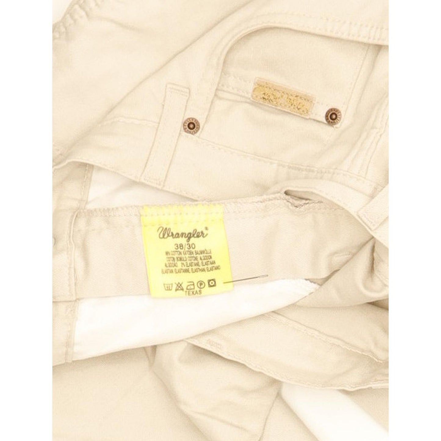 Wrangler Texas Men Beige Straight Regular Stretch Jeans W38 L30