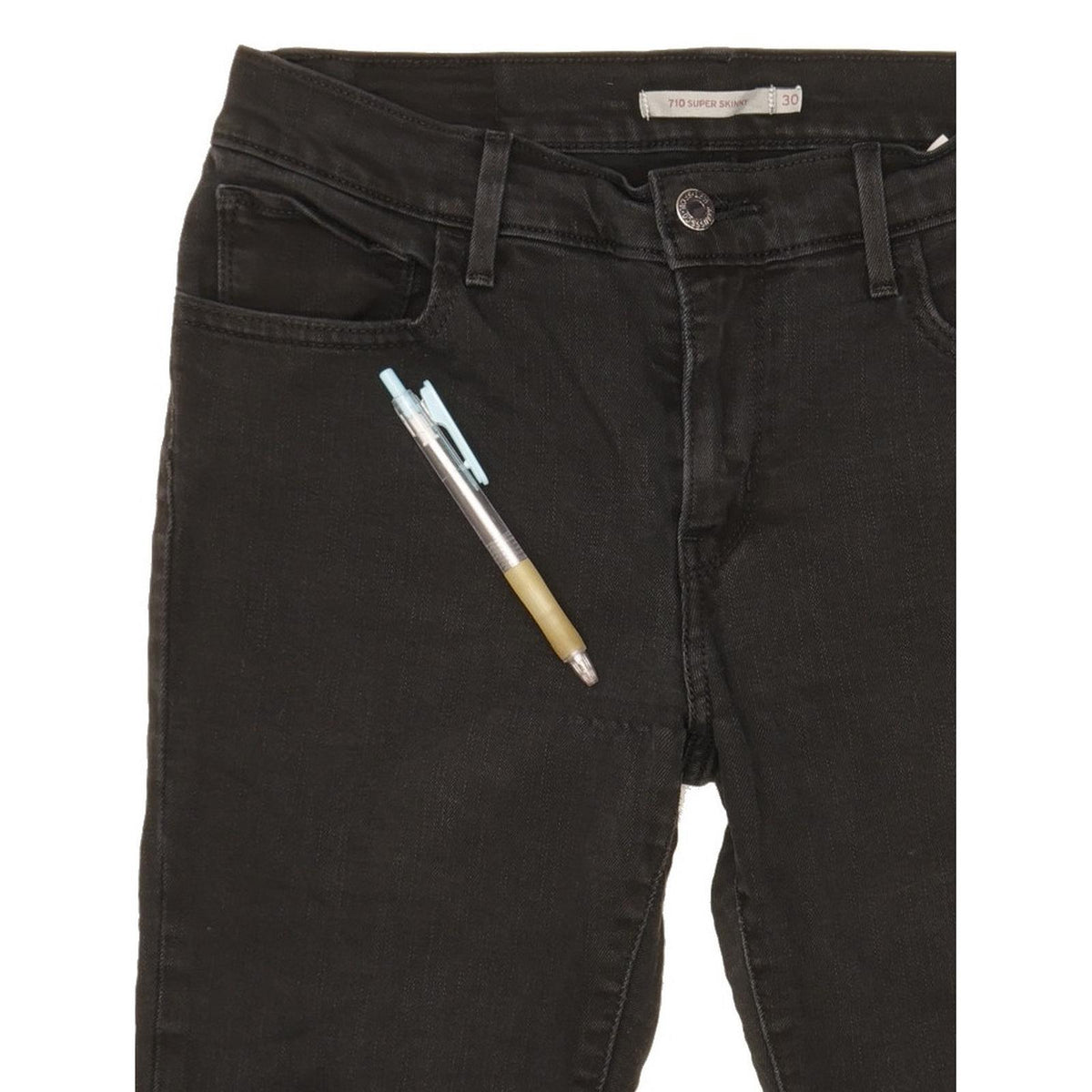 Levi's 710 Super Women Black Skinny Slim Stretch Jeans W30 L29