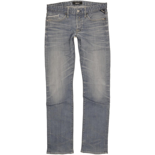 Replay Men Blue Straight Regular Stretch Jeans W33 L35