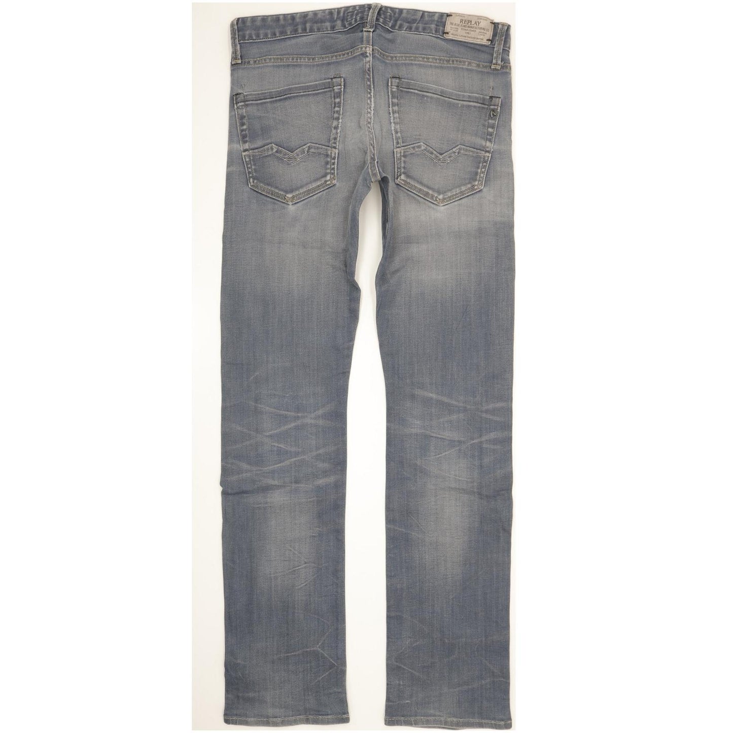 Replay Men Blue Straight Regular Stretch Jeans W33 L35