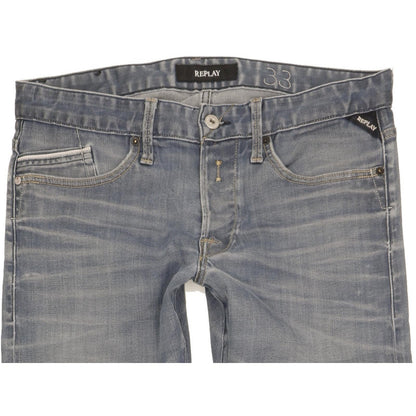 Replay Men Blue Straight Regular Stretch Jeans W33 L35