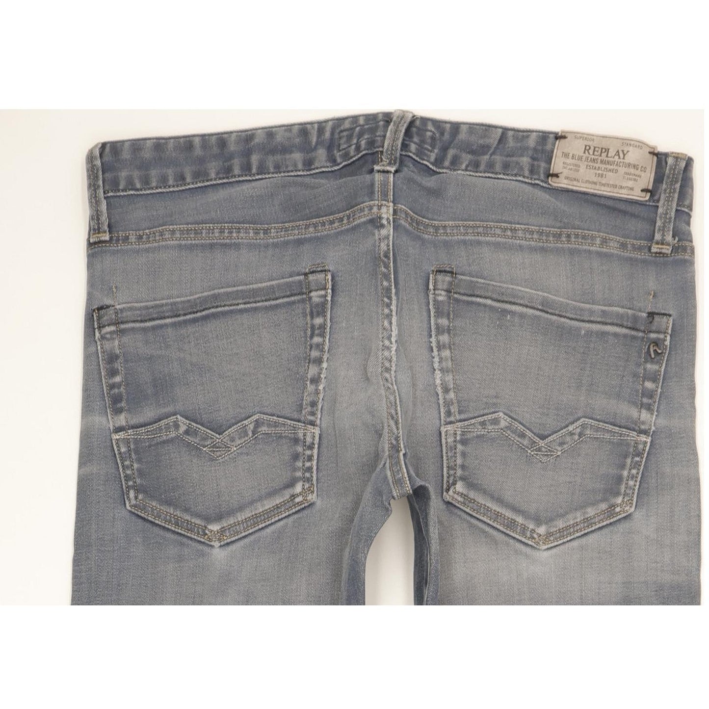 Replay Men Blue Straight Regular Stretch Jeans W33 L35