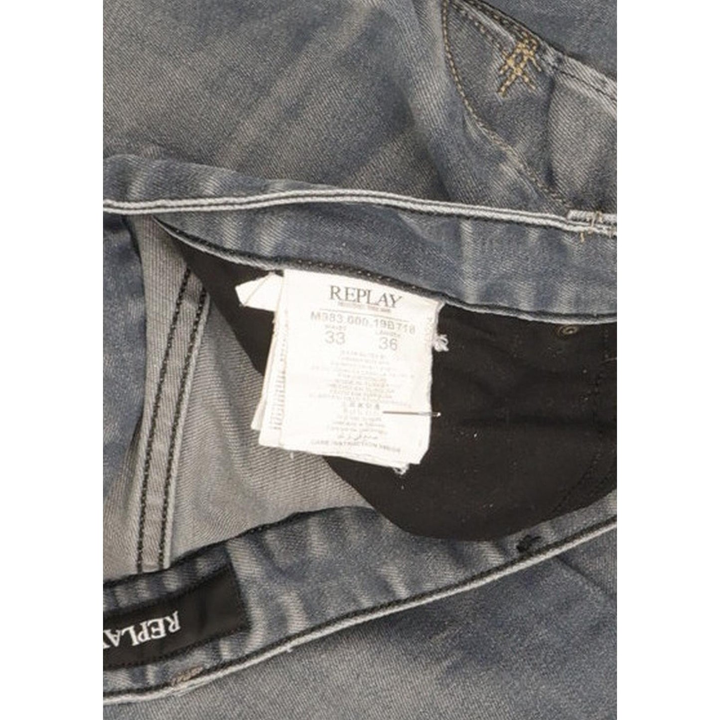 Replay Men Blue Straight Regular Stretch Jeans W33 L35