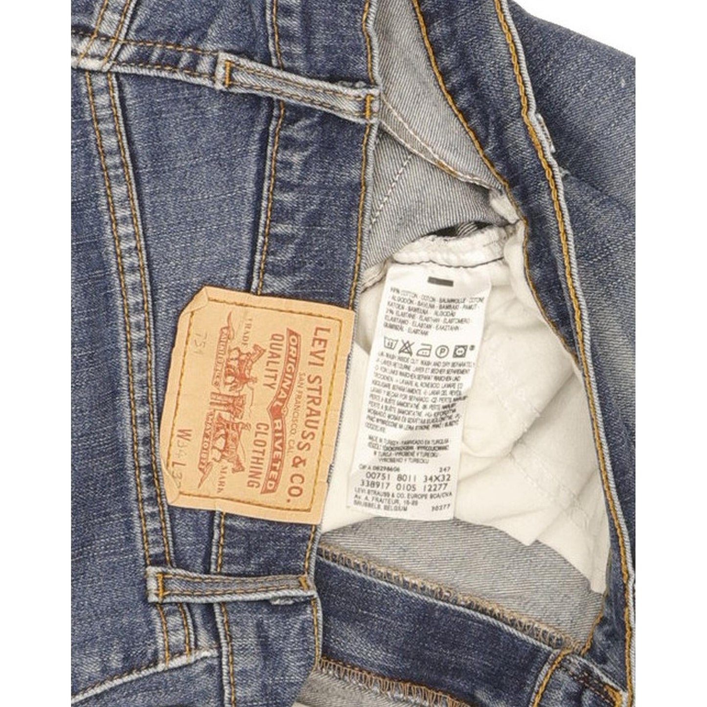 Levi's 751 Men Blue Straight Regular Stretch Jeans W34 L31