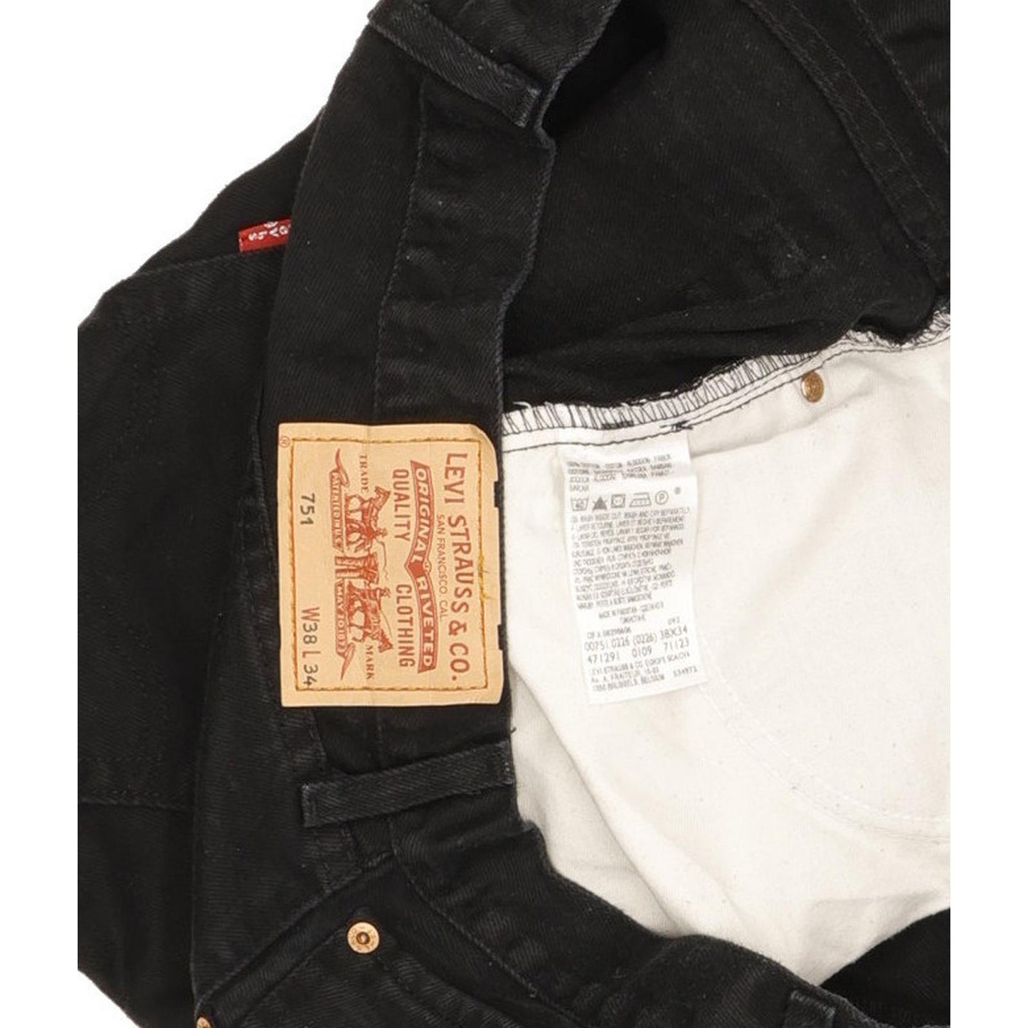 Levi's 751 Men Black Straight Regular Jeans W38 L34