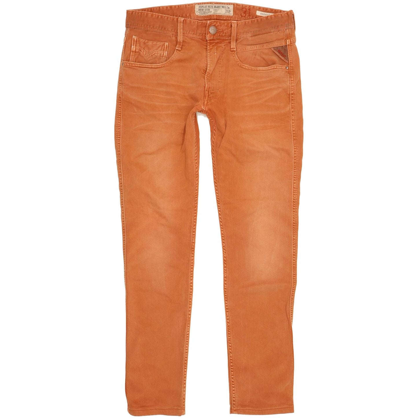 Replay Anbass Men Orange Skinny Slim Stretch Jeans W31 L29