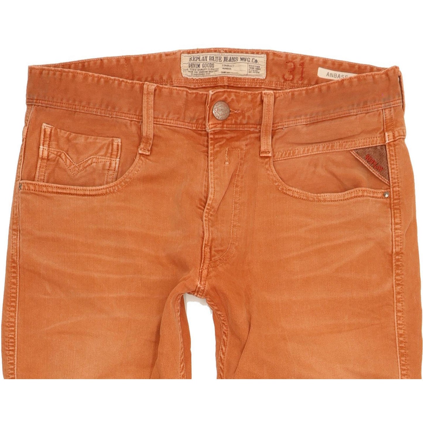 Replay Anbass Men Orange Skinny Slim Stretch Jeans W31 L29