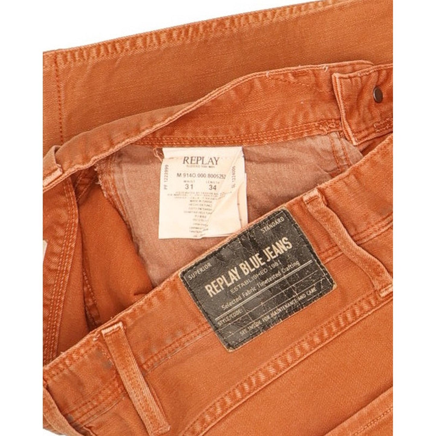 Replay Anbass Men Orange Skinny Slim Stretch Jeans W31 L29