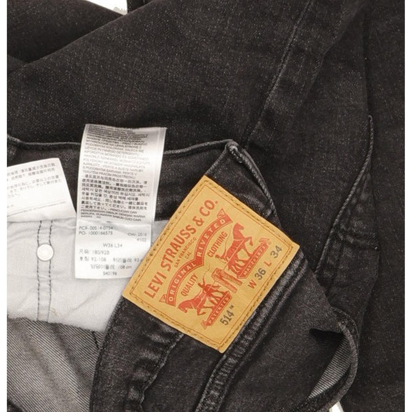 Levi's 514 Men Black Straight Slim Stretch Jeans W36 L33