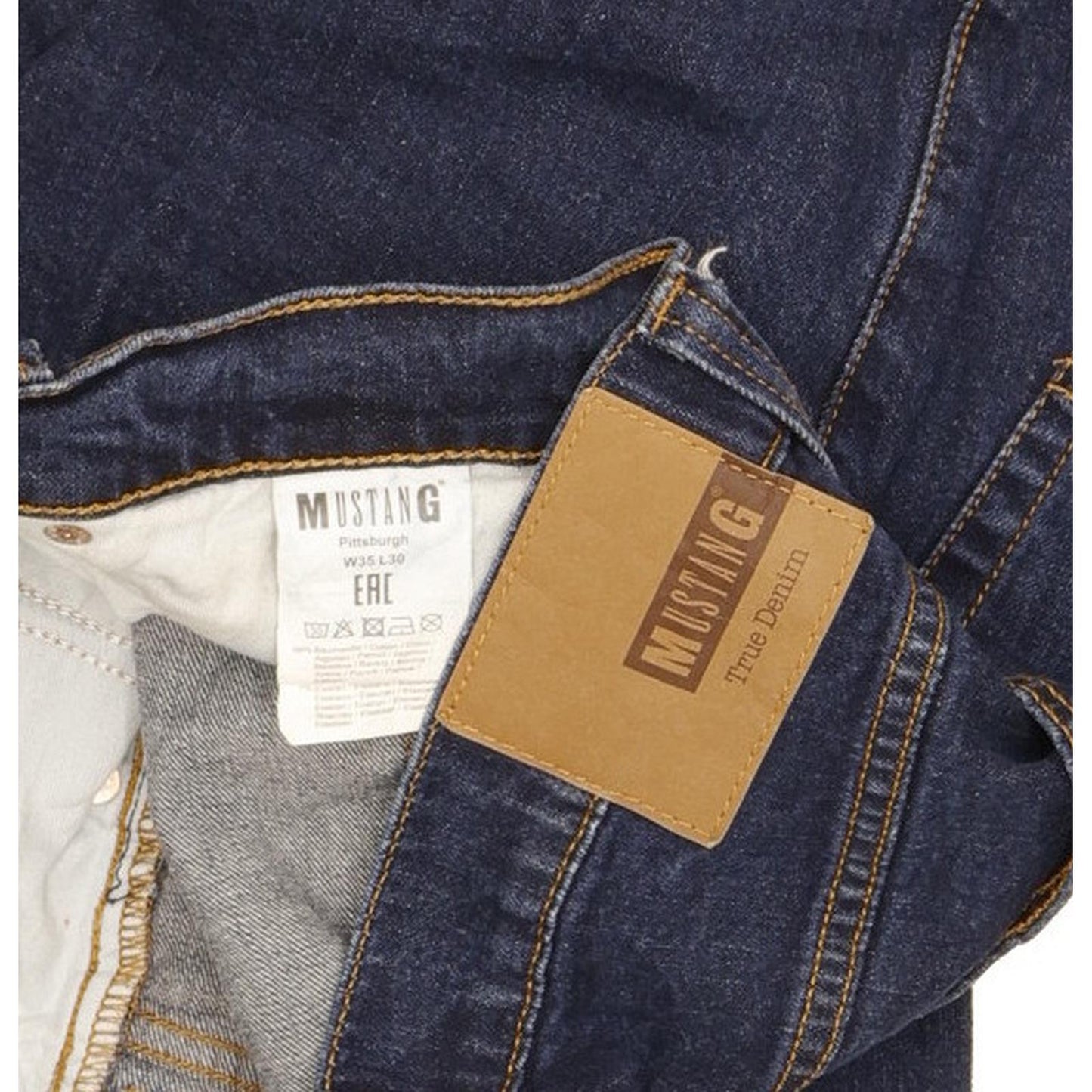 Mustang Pittsburgh Men Blue Straight Regular Stretch Jeans W35 L29