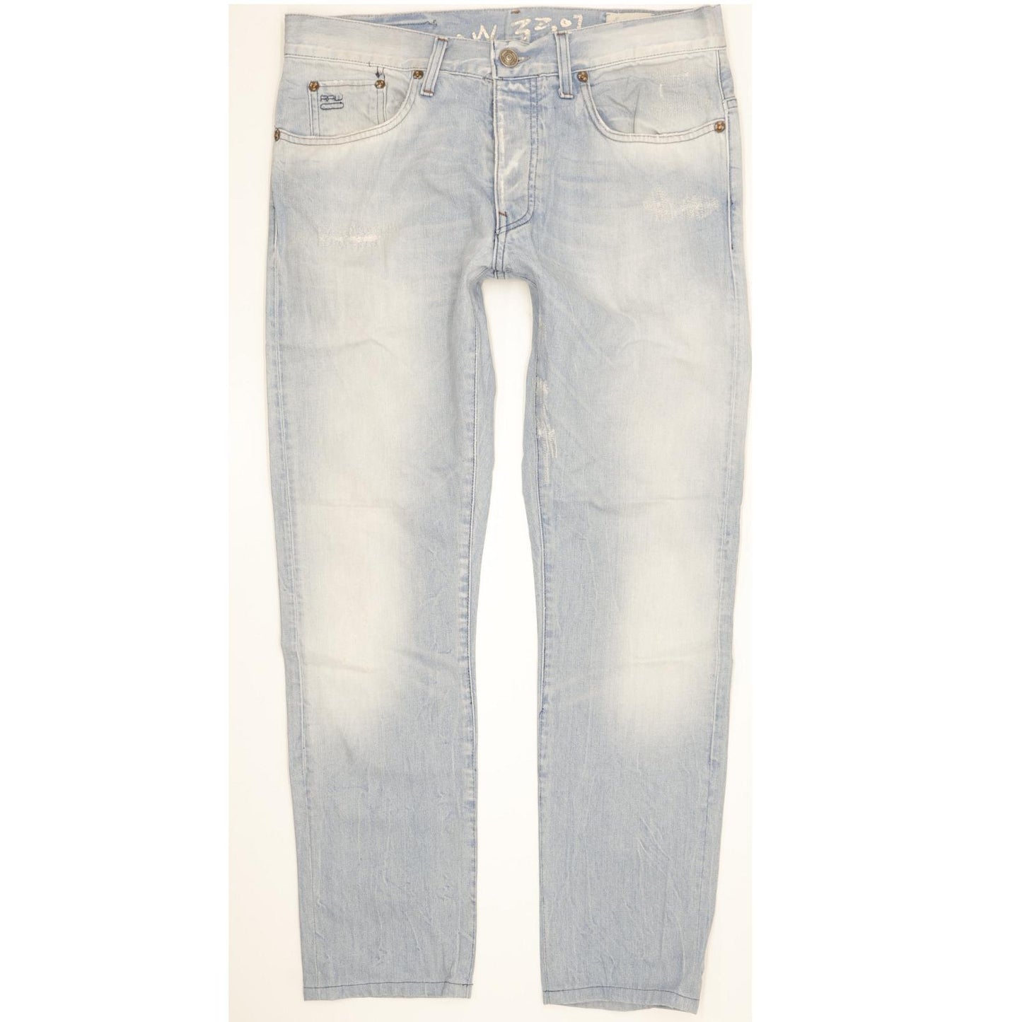 G-Star 3301 Men Blue Straight Slim Jeans W34 L30