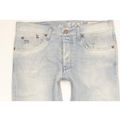 G-Star 3301 Men Blue Straight Slim Jeans W34 L30