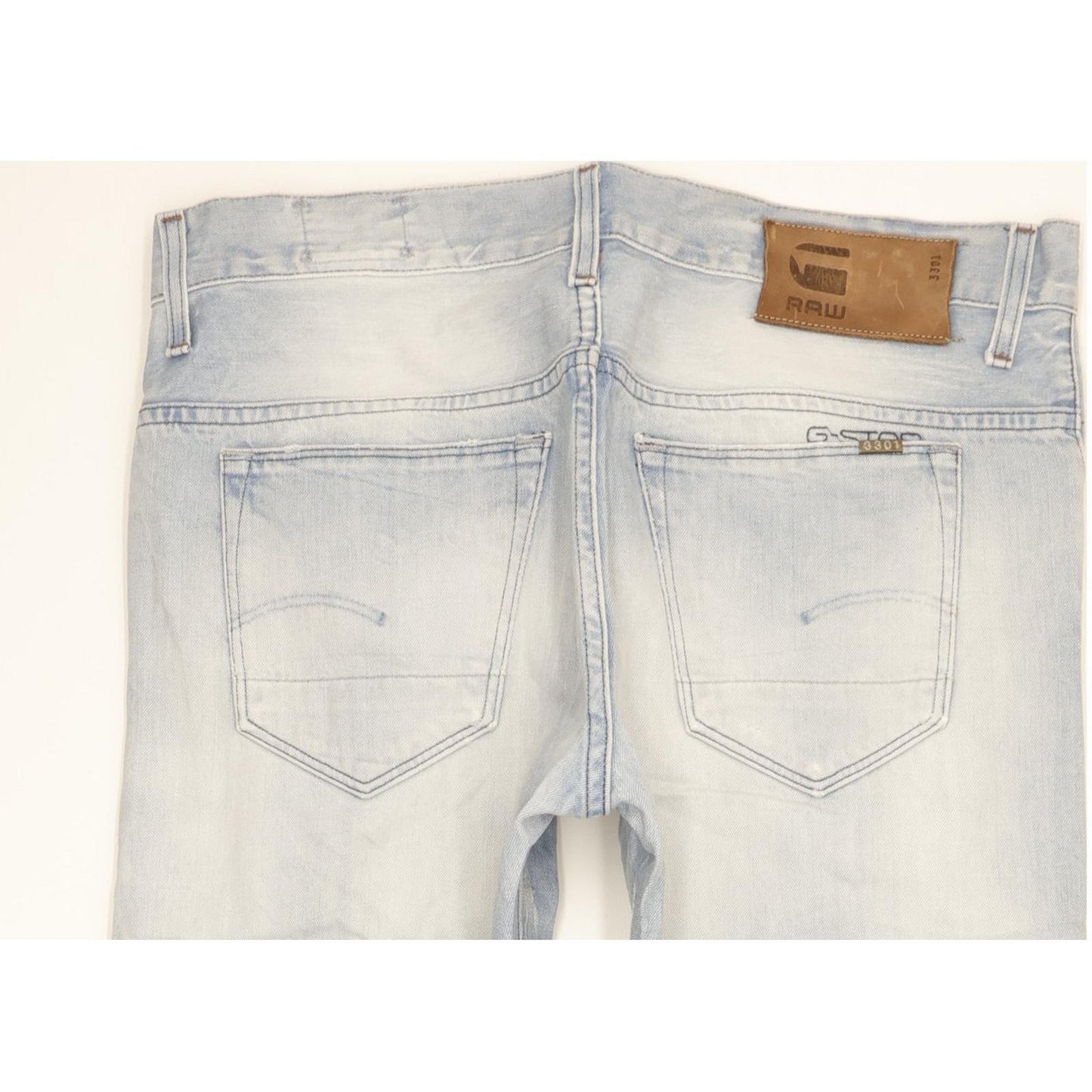 G-Star 3301 Men Blue Straight Slim Jeans W34 L30