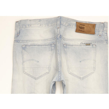G-Star 3301 Men Blue Straight Slim Jeans W34 L30